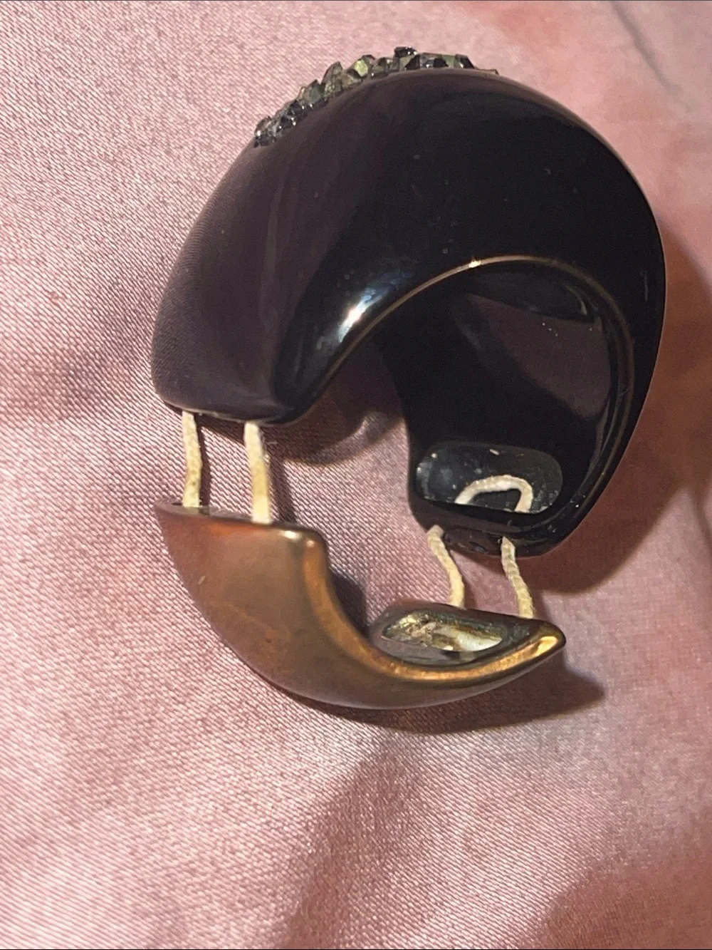 Black and Gold bling ring shaped like crescent
